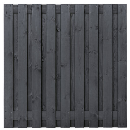 Tuinscherm Vuren zwart gespoten 19-planks (17 + 2) Koblenz 180 x 180 cm