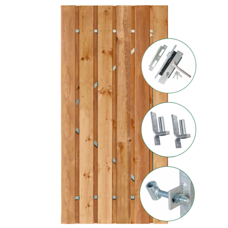 Tuinpoort Grenen bruin geïmpregneerd incl. kozijn 100 x 195 cm