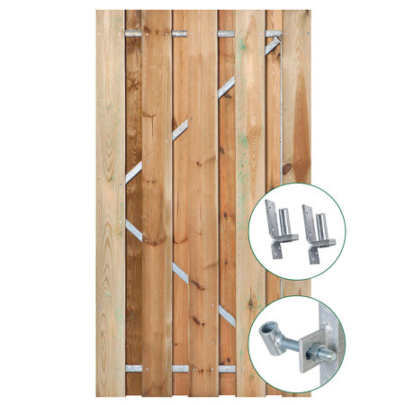 Tuinpoort Solide Grenen groen geïmpregneerd 9 planks incl. kozijn 90 x 180 cm